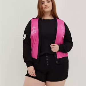 Torrid Lovesick Black and Pink Graphic Cardigan Size 1